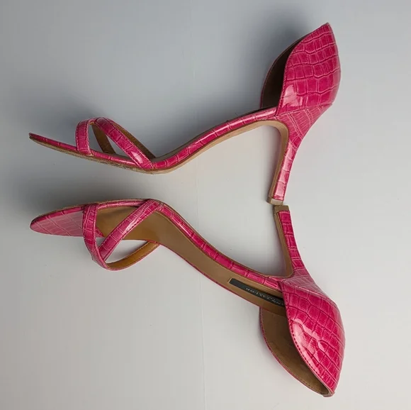 Stephanie Dorsay sandal Chic Pink Embossed Leather Pumps Heels 7.5 - Picture 7 of 8